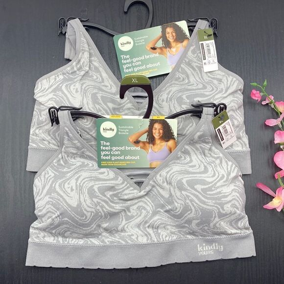 Women’s Sustainable V-Neck Bralette Bra 2-Pack Size XL - Picture 1 of 4